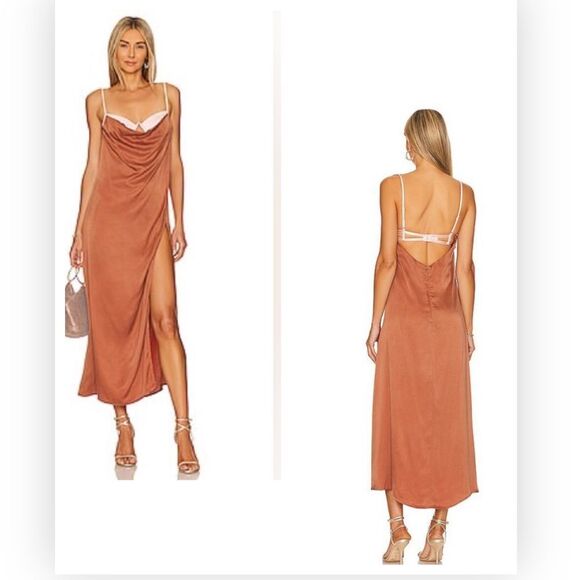 🍋 For Love And Lemons Viv Maxi Dress in Brown NEW Large $284 - Picture 1 of 8